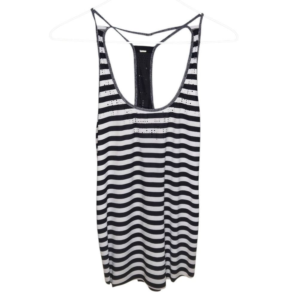 Lululemon Water Bound Apex Stripe Printed Black Dune Tank Top Womens Size 4?